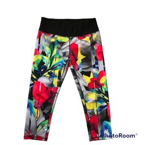 RBX Women's Cropped  Multicolor Floral Abstract Leggings - Size M
